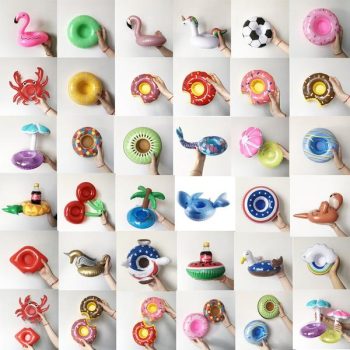 24 Styles Mini Unicorn Flamingo Inflatable Water Swimming Pool Drink Cup Stand Holder Float Party Toy For Beverage Bar Coasters