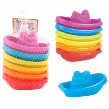 Baby Bath Toys Stacking Boat Toy Colorful Floating Ship Kids Water Toys Swimming Pool Beach Game For Children Gifts Educational