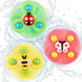 Suction Cup Spinners, Baby Bath Toys 6-12-18 Months, Window Travel Toys For Toddler 1 2 3 Years Old, Fun Birthday For Infant Boys Girls (3 Pcs)