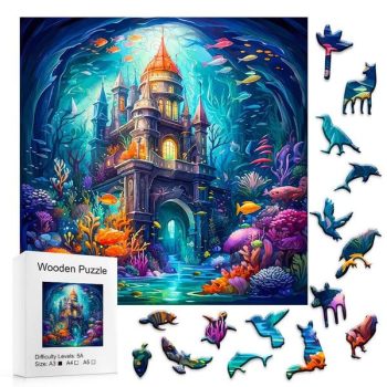 Underwater World Castle Wooden Puzzle Animal 3D Puzzle Adult And Children'S Puzzle Wooden Toy Montessori